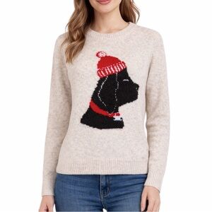 Cupcakes & Cashmere Dog Graphic Sweater XS Oatmeal Cozy Knit